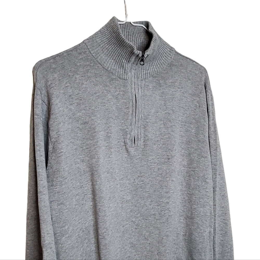 J Crew Men's Half-zip Cotton Sweater, Gray Pullover Business Casual Sweater Sz M - Picture 3 of 7